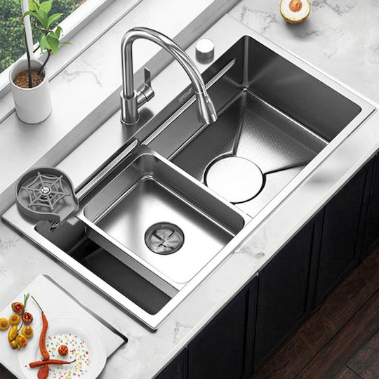 Alista Home Chiuvetă De Bucătărie Drop-In Inox Cu Robinet L75xLățime45cm Gri Alista Home Chiuvetă De Bucătărie Drop-In Inox Cu Robinet L75xLățime45cm Gri