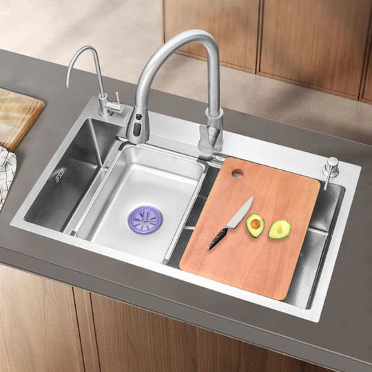 Alista Home Ένθετος Νεροχύτης Inox με Μπαταρία Μ75xΠ45cm Γκρι