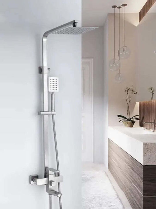 Alista Home Coloană De Duș Cu Mixer De Cadă Gri Reglabilă