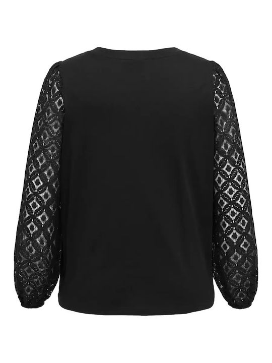 Bluza Damă Neagră Cu Dantelă