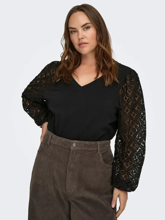 Bluza Damă Neagră Cu Dantelă