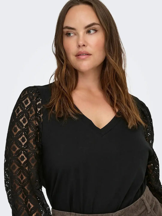 Bluza Damă Neagră Cu Dantelă