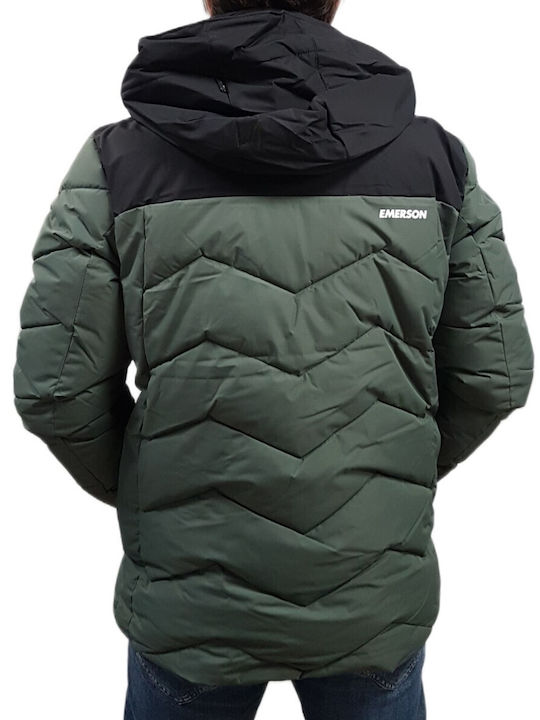 3 in 1 Winter Jacket Puffer Waterproof and Windproof Pine Olive/black, Khaki