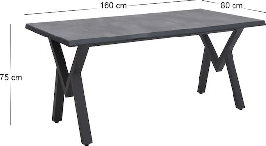 Walter Tisch Speisesaal Holz Gray 160x80x75cm
