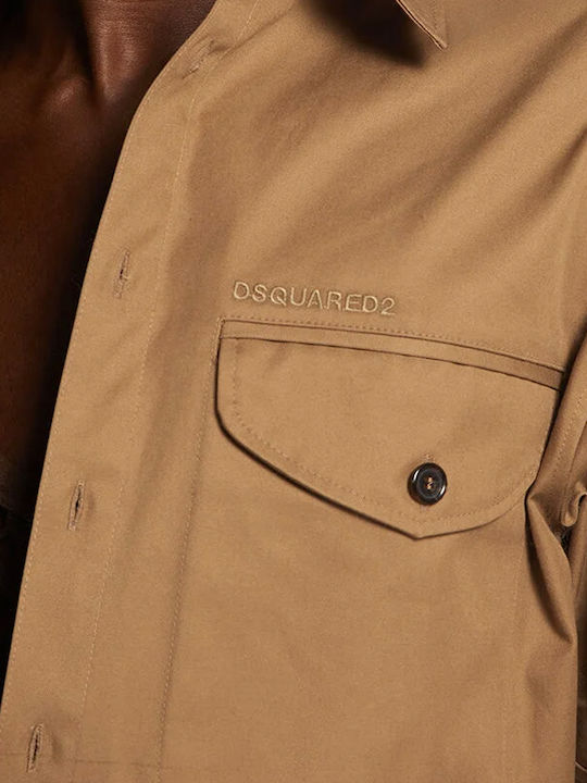Long-sleeved Cotton Shirt Brown