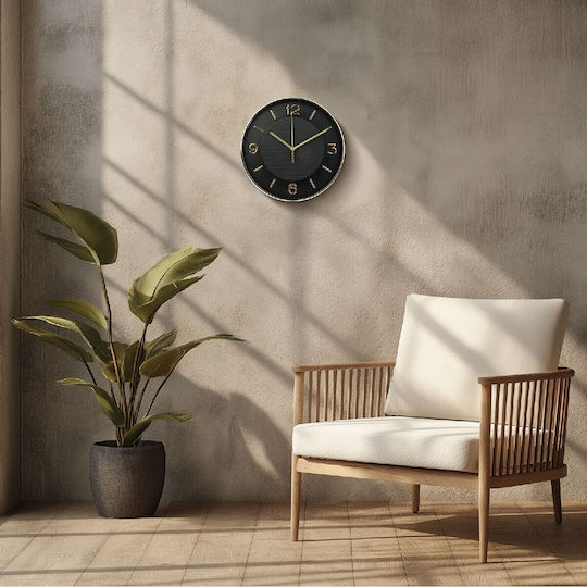 Alista Home Αθόρυβο Ρολόι Τοίχου Πλαστικό Μαύρο Ø25cm