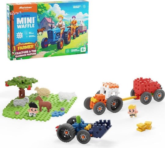 Marioinex Mini Waffle Building Blocks Farmer Tractors & The Glorious Pasture for 6+ Years 110 Pieces