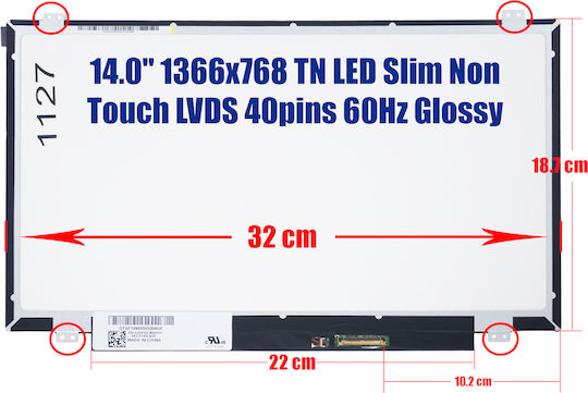 Laptop Monitor 14.0'' Hb140wx1-300 Hp 14-r206 1366x768 Wxga Hd Led 40pin Slim Hb140wx1 Code 1127