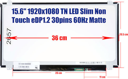 Monitor Scr0566b 15.6'' 1920x1080 Wuxga Fhd Led 30pin Edp Slim Code 2657