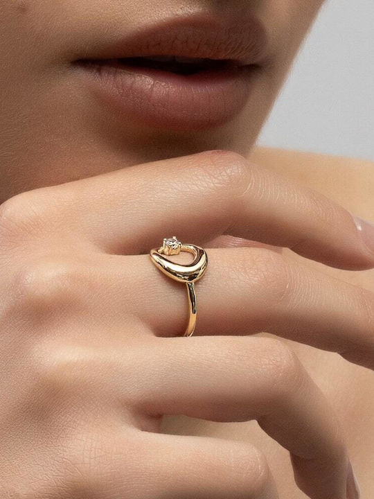 Eforo Damen Ring mit Zirkonia aus Gold 14K