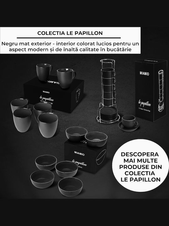 Miamio Σετ Φλιτζάνια Espresso Κεραμικά Μαύρα 75ml 6τμχ
