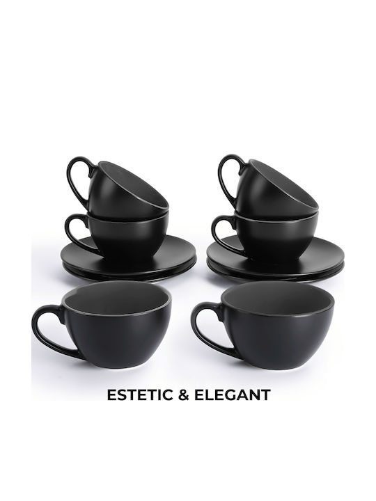 Miamio Set Căni Cappuccino De ceramică Negre 175ml 6buc