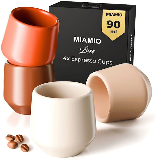 Miamio Σετ Φλιτζάνια Espresso Κεραμικά Μπεζ 90ml 4τμχ