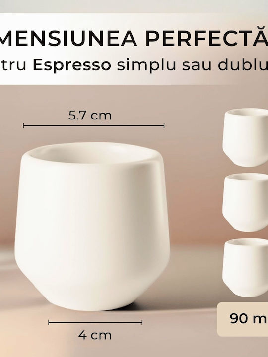 Miamio Set Tassen Espresso Keramik Weiß 90ml 4Stück