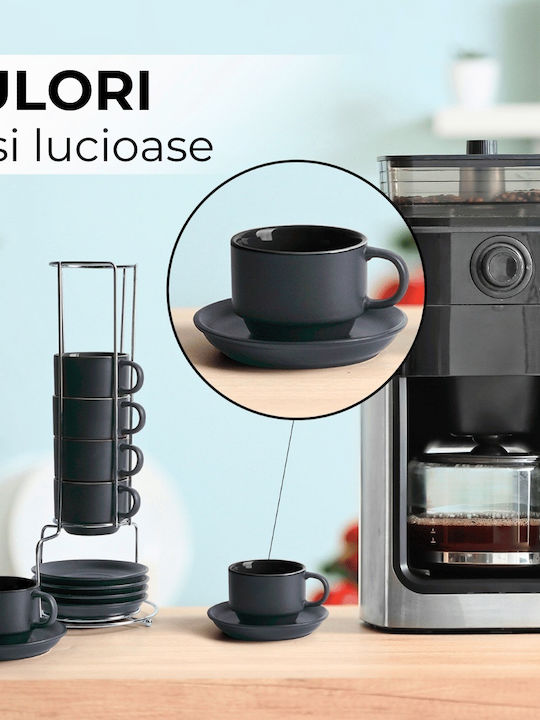 Miamio Σετ Φλιτζάνια Espresso Κεραμικά Μαύρα 75ml 6τμχ