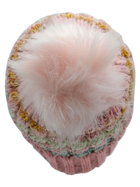 Beanie Γυναικείος Σκούφος Πλεκτός σε Ροζ χρώμα