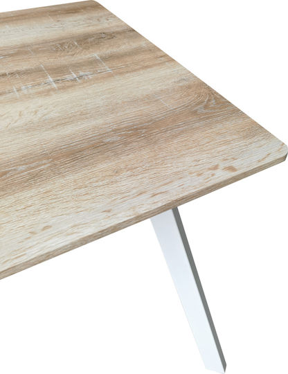 Squaro Square Table Kitchen Wooden with Metal Frame White 80x80x75cm