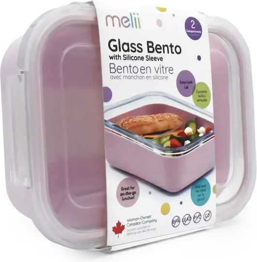 Melii Cutie De Prânz Din Sticlă Roz Cu Compartimente 740ml