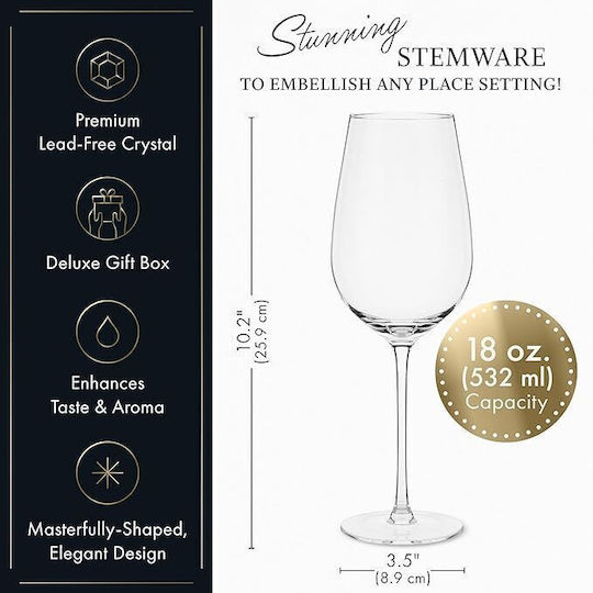 Elixir Set de pahare pentru Vin Alb din Cristal 530ml 4buc Elixir Set de pahare pentru Vin Alb din Cristal 530ml 4buc