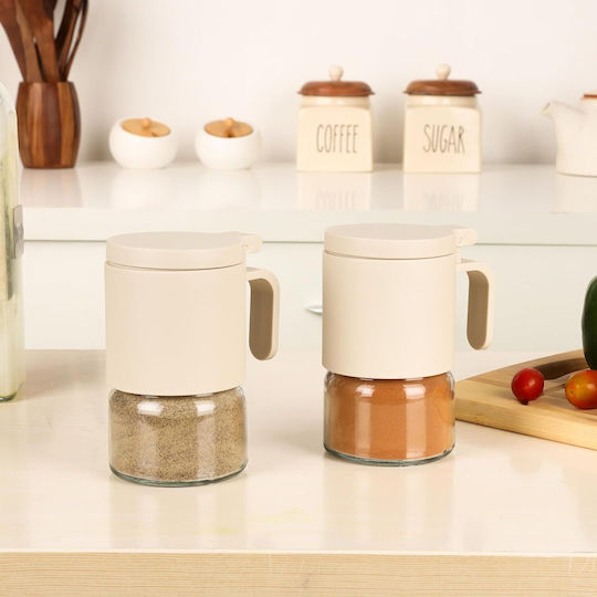 Belle Vous Set 2 Pieces Glass Transparent Food Jars for Sugar Tea Coffee with Lid 350ml