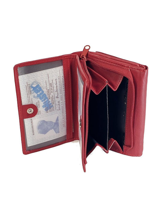 Small Leather Women's Wallet Classic with RFID Red