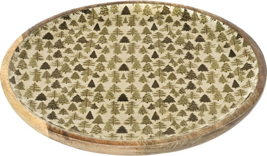 Kaemingk Χριστουγεννιάτικη Πιατέλα Ξύλινη 30x30x1.5εκ.