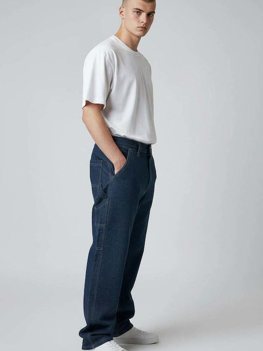 Ανδρικό Παντελόνι Τζιν Ελαστικό με Loose Baggy Εφαρμογή Μπλε