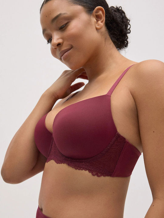Bra with Light Padding Underwire Bordeaux