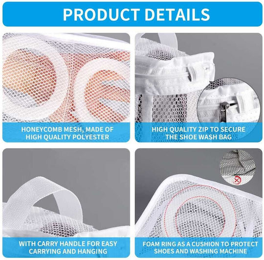 Set 2 Saci Mici Spălare Uscare Pantofi Haine Poliester 28 X 27 Cm Albi Set 2 Saci Mici Spălare Uscare Pantofi Haine Poliester 28 X 27 Cm Albi