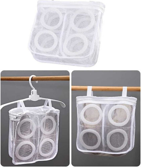 Set 5 Small Size Bags Washing Drying Shoes Clothes Polyester 28 X 27 Cm White