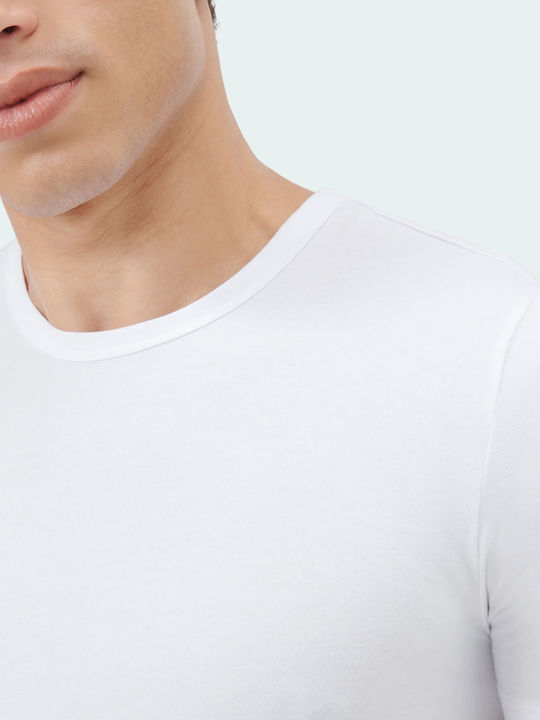 Active Flex Cotton Tricouri de Corp pentru Bărbați cu Mâneca Scurtă Alb 2 Pack