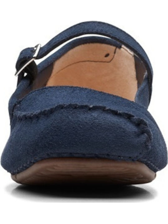 Anatomic Suede Ballerinas Freckle Bar Navy Blue