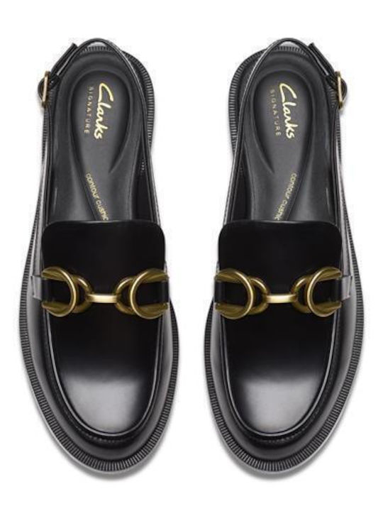 Straven Slingback Loafers Δερμάτινα Γυναικεία Loafers σε Μαύρο Χρώμα