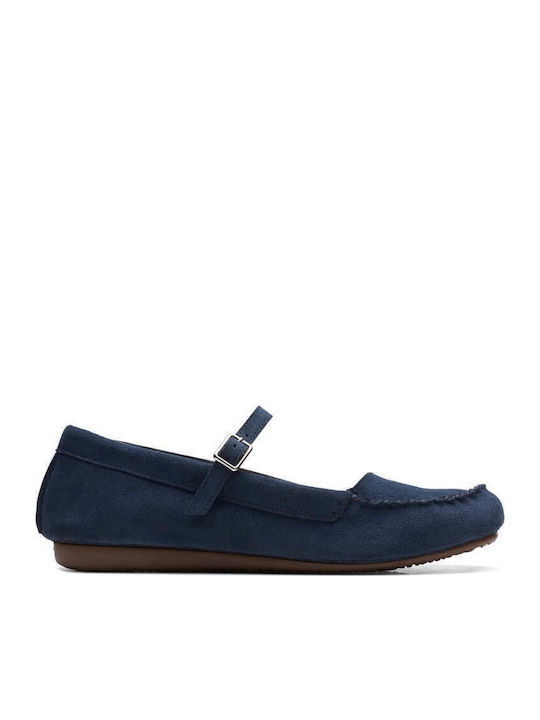 Anatomic Suede Ballerinas Freckle Bar Navy Blue