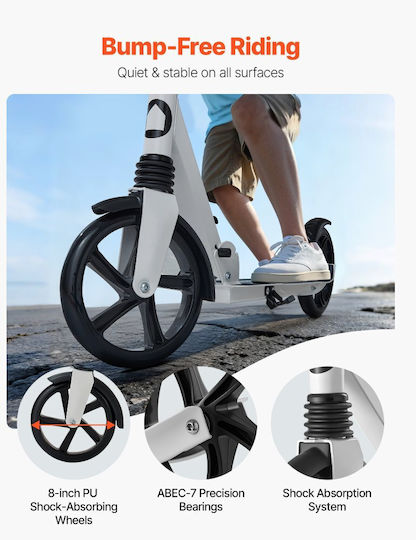 Vevor Kids Foldable 2-Wheel Scooter for 8+ Years White