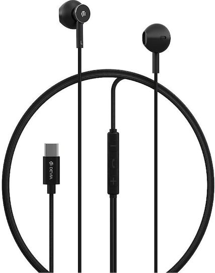 Devia NO-DVHF-108790 In-ear Handsfree Ακουστικά με Βύσμα USB-C Μαύρο