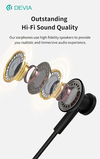 Devia NO-DVHF-108790 In-ear Handsfree Ακουστικά με Βύσμα USB-C Μαύρο