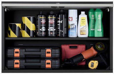 Metal Wall Cabinet Vevor 77w X 30.5l X 50h Cm Floating Tool Cabinet Garage Folding Door Shelf Load Capacity 108.9 Kg Suitable for Garage Basement Kitchen Storage Assembly Required