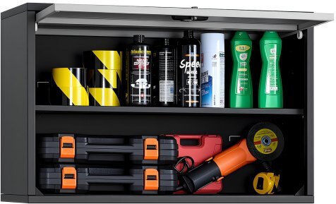 Metal Wall Cabinet Vevor 77w X 30.5l X 50h Cm Floating Tool Cabinet Garage Folding Door Shelf Load Capacity 108.9 Kg Suitable for Garage Basement Kitchen Storage Assembly Required
