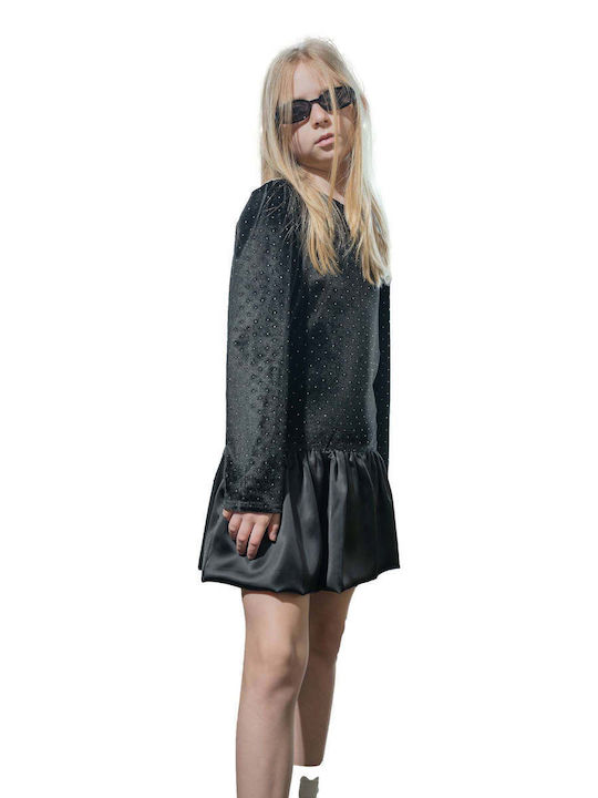 Children's Dress Long Sleeve with Sequins Black