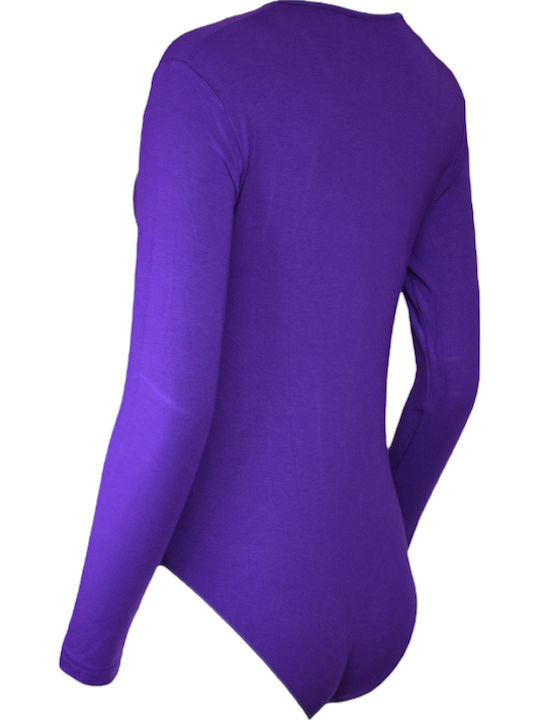 Wrap Long Sleeve Bodysuit Purple