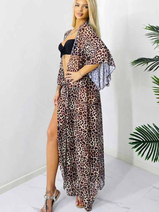 Feminin Caftan de Plajă Leopard Print
