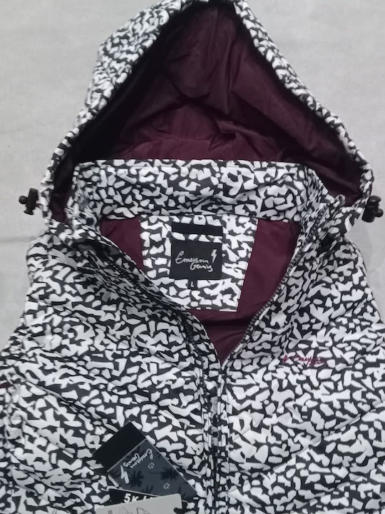 Women's Lifestyle Jacket Waterproof for Winter White-Black