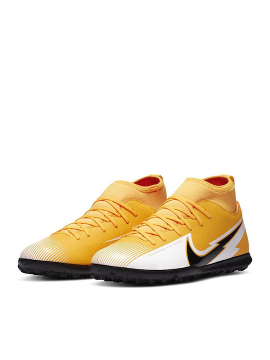 Superfly 7 Club TF Kids Turf Soccer Shoes with Sock Yellow