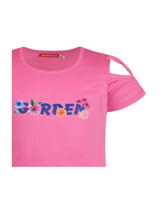 Children's Dress Short Sleeve Floral Fuchsia