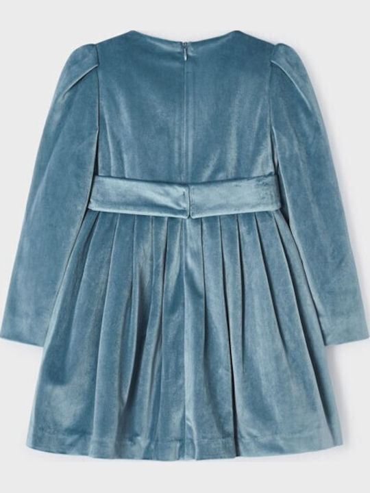 Children's Dress Long Sleeve Velvet Blue