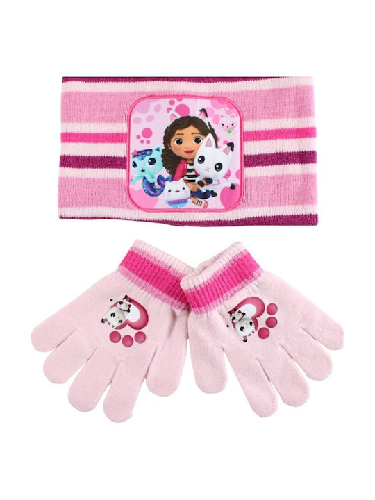 Gabby's Dollhouse Set of Beanies with Gloves Knitted Pink