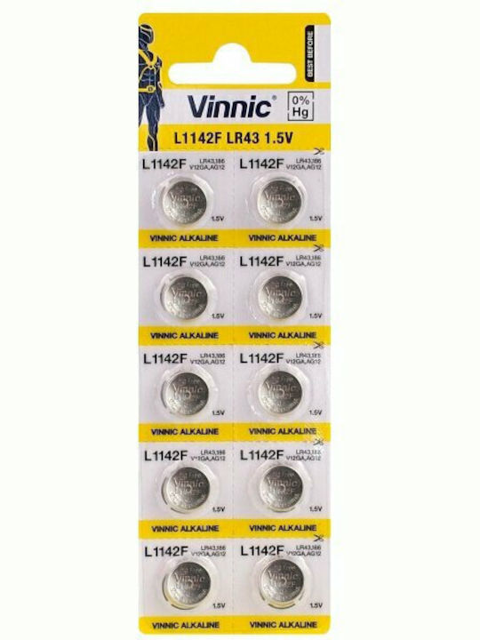Vinnic Алкални Батерии За часовници LR43 1.5V 10бр
