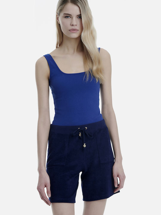 Damen Sportliche Bermuda Terry Marineblau