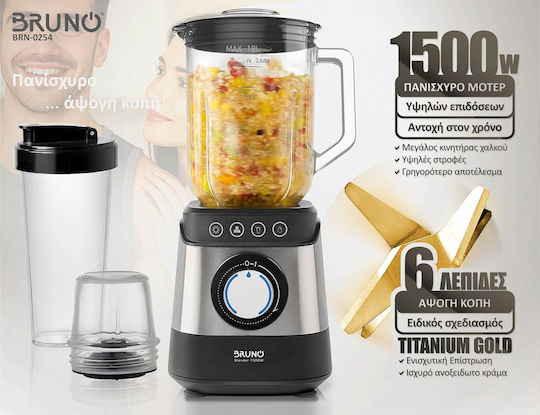Bruno Mixer mit Glas Kanäta 1,8 l 1500W Inox BRN-0254